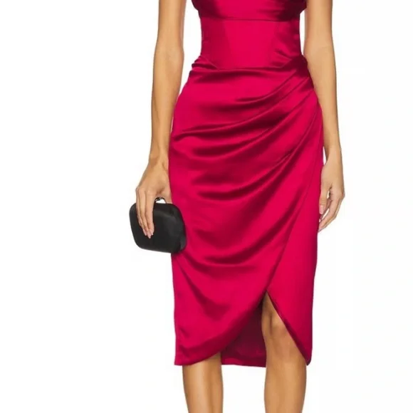 Bardot Strapless Burgundy Dress - Picture 5 of 8